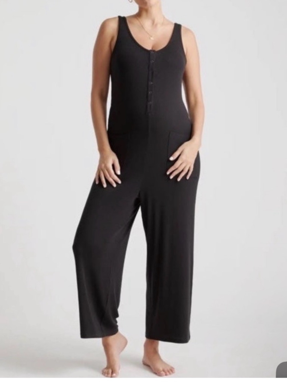 Quince Sleeveless Wide-Leg Black Jumpsuit Romper